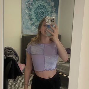 NWOT Color-block Purple Crop Top